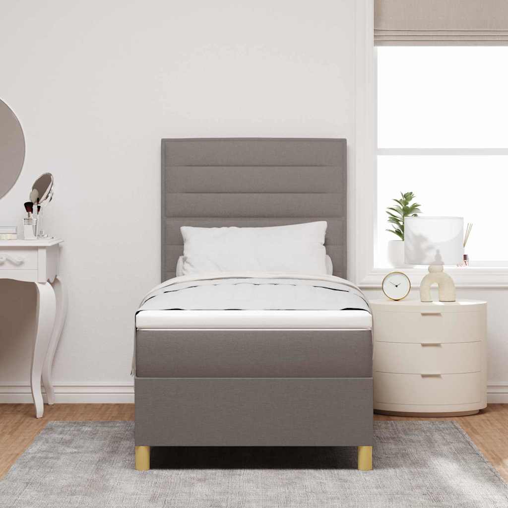 vidaXL LED Κρεβάτι με βάθρο με κεφαλάρι Taupe 90 x 200 cm ύφασμα