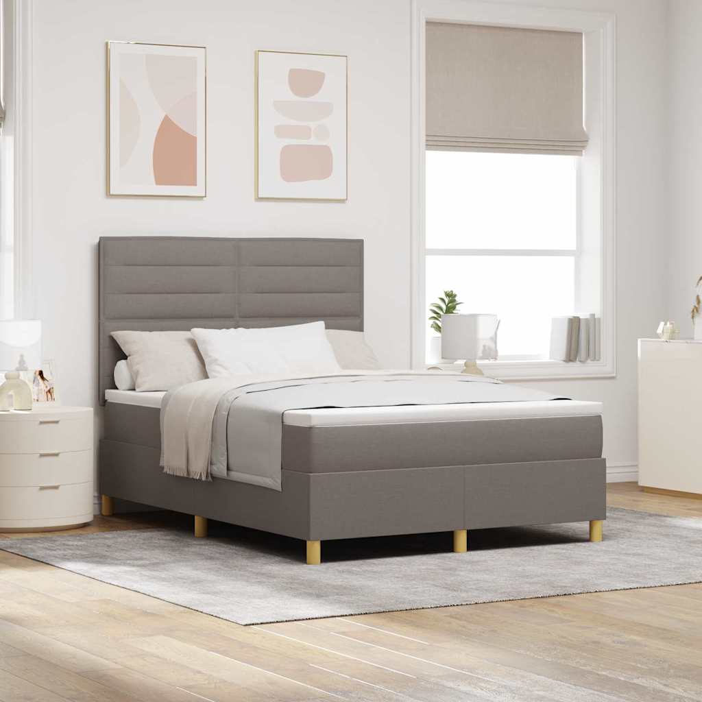vidaXL LED Κρεβάτι με βάθρο με κεφαλάρι Taupe 140 x 200 cm ύφασμα