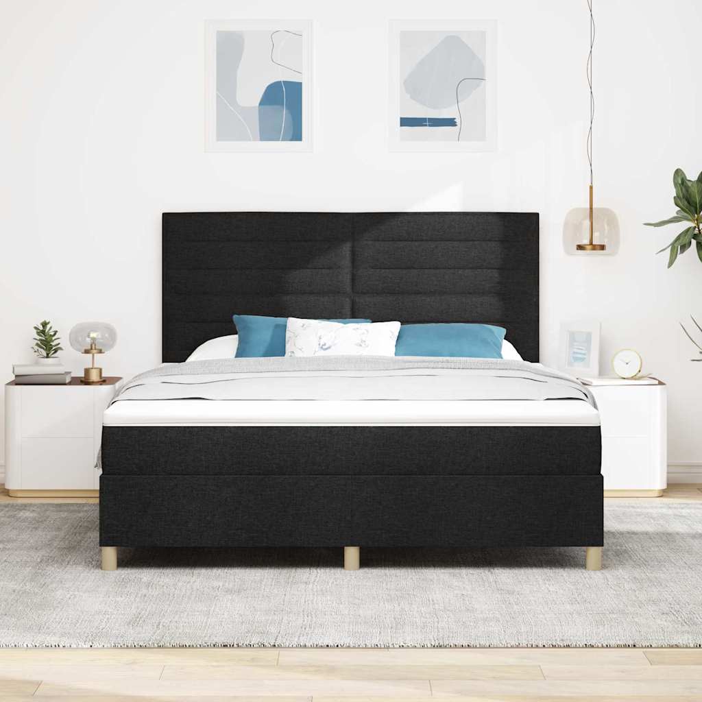 vidaXL LED Κρεβάτι με βάθρο με κεφαλάρι Μαύρο 180 x 200 cm ύφασμα