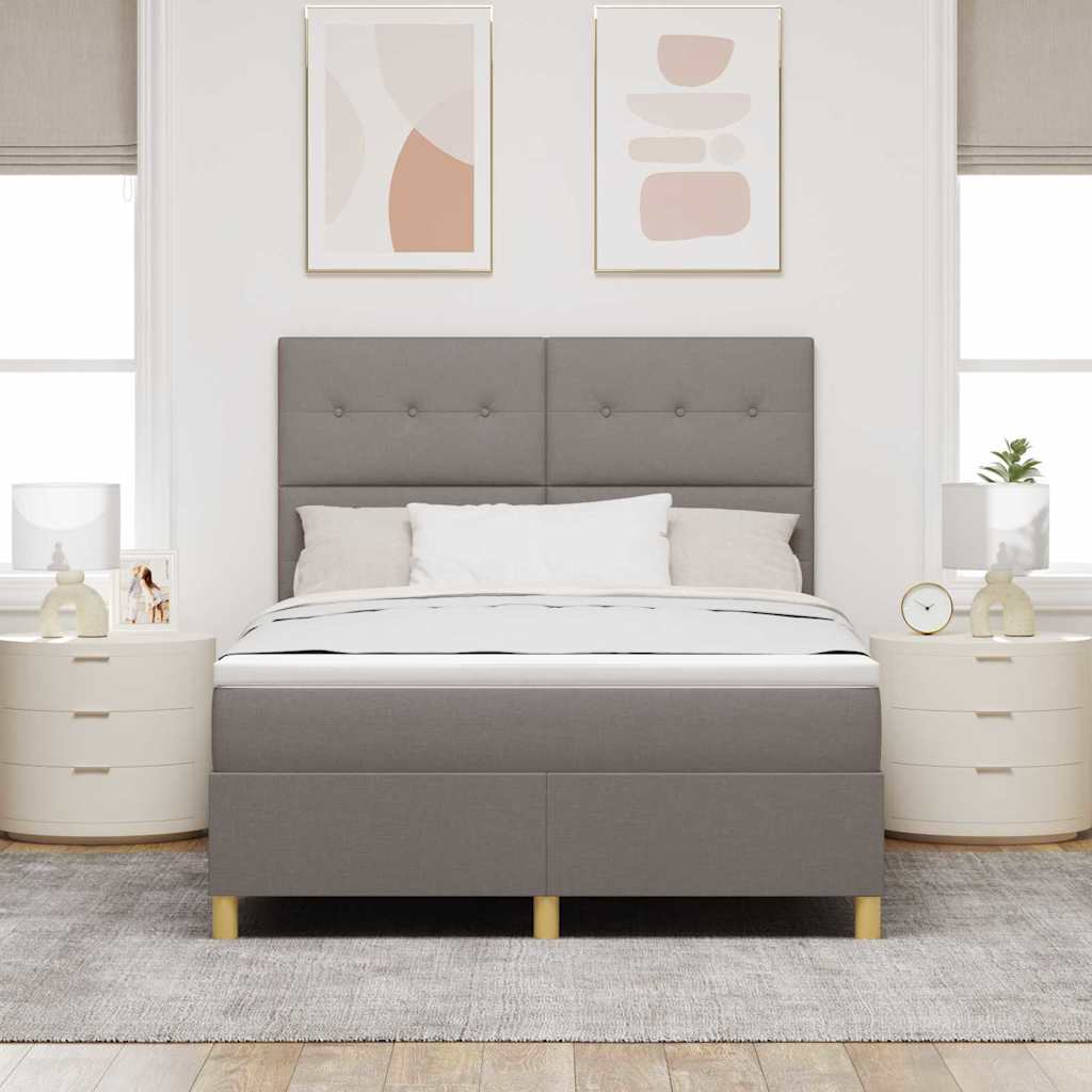 vidaXL LED Κρεβάτι με βάθρο με κεφαλάρι Taupe 140 x 190 cm ύφασμα