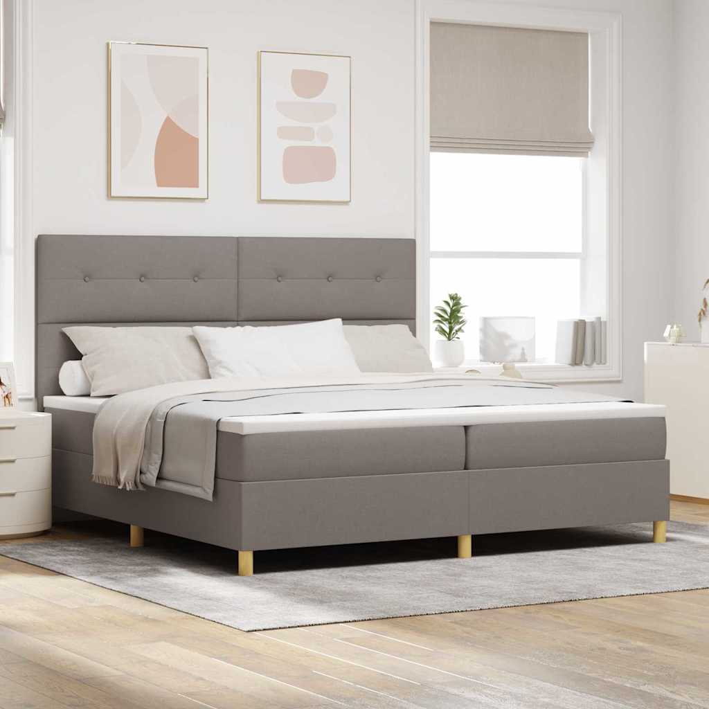 vidaXL LED Κρεβάτι με βάθρο με κεφαλάρι Taupe 200 x 200 cm ύφασμα