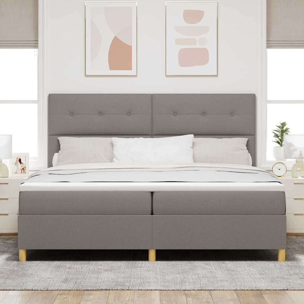 vidaXL LED Κρεβάτι με βάθρο με κεφαλάρι Taupe 200 x 200 cm ύφασμα