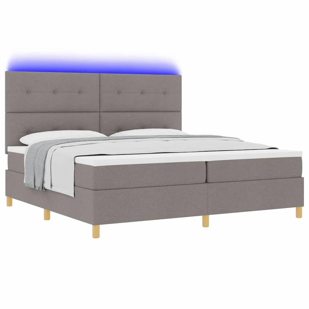 vidaXL LED Κρεβάτι με βάθρο με κεφαλάρι Taupe 200 x 200 cm ύφασμα
