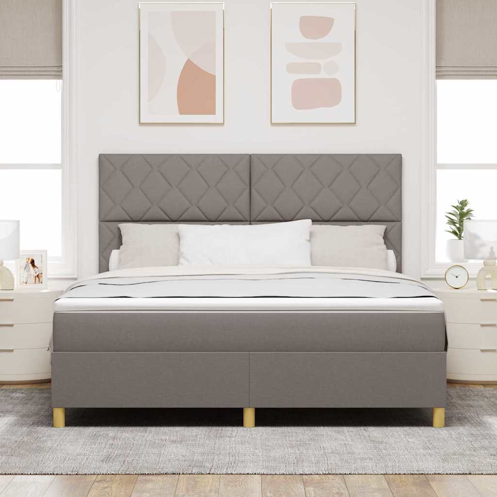 vidaXL LED Κρεβάτι με βάθρο με κεφαλάρι Taupe 180 x 200 cm ύφασμα