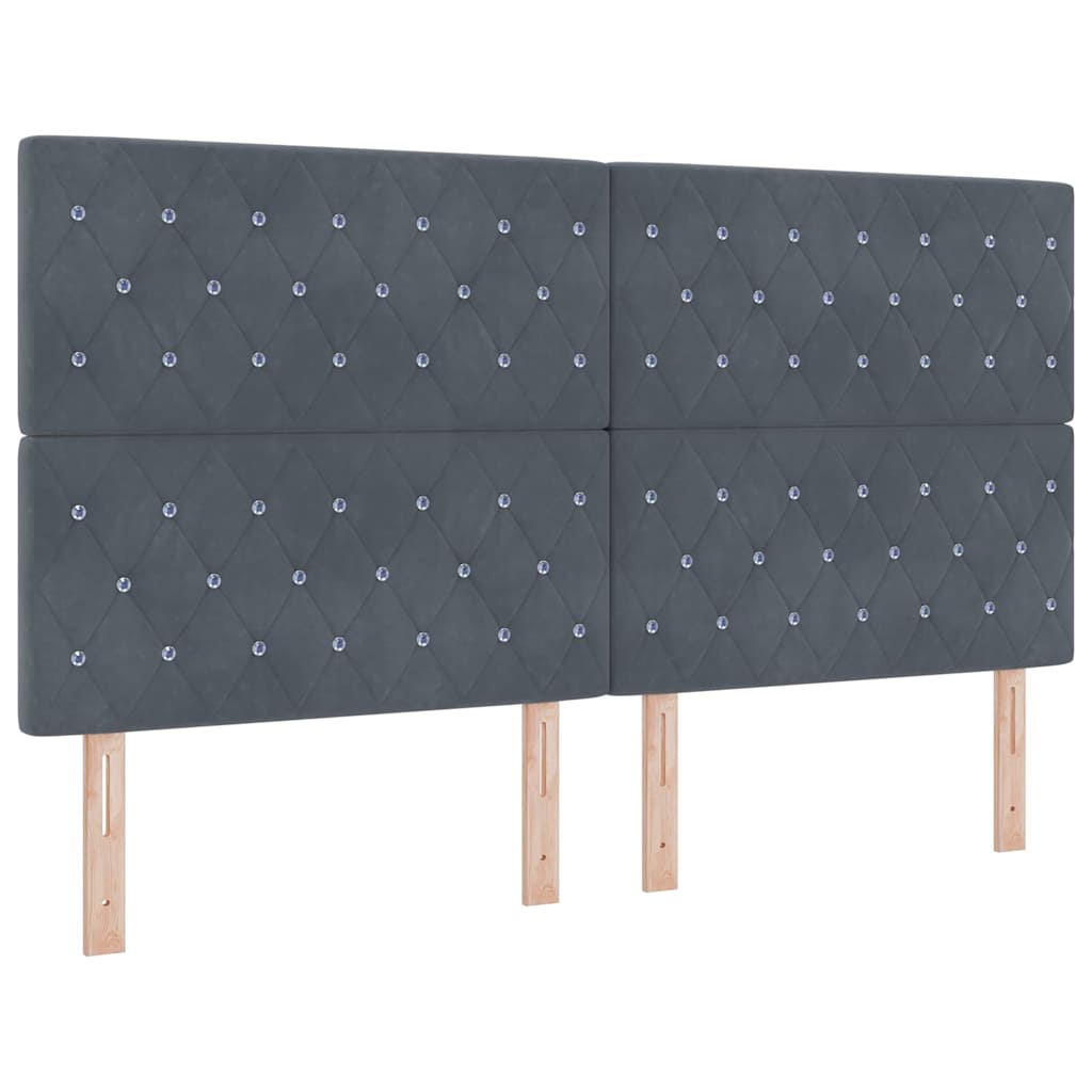 vidaXL LED Κρεβάτι με βάθρο με στρώμα Σκούρο Γκρι 180 x 200 cm Βελούδο