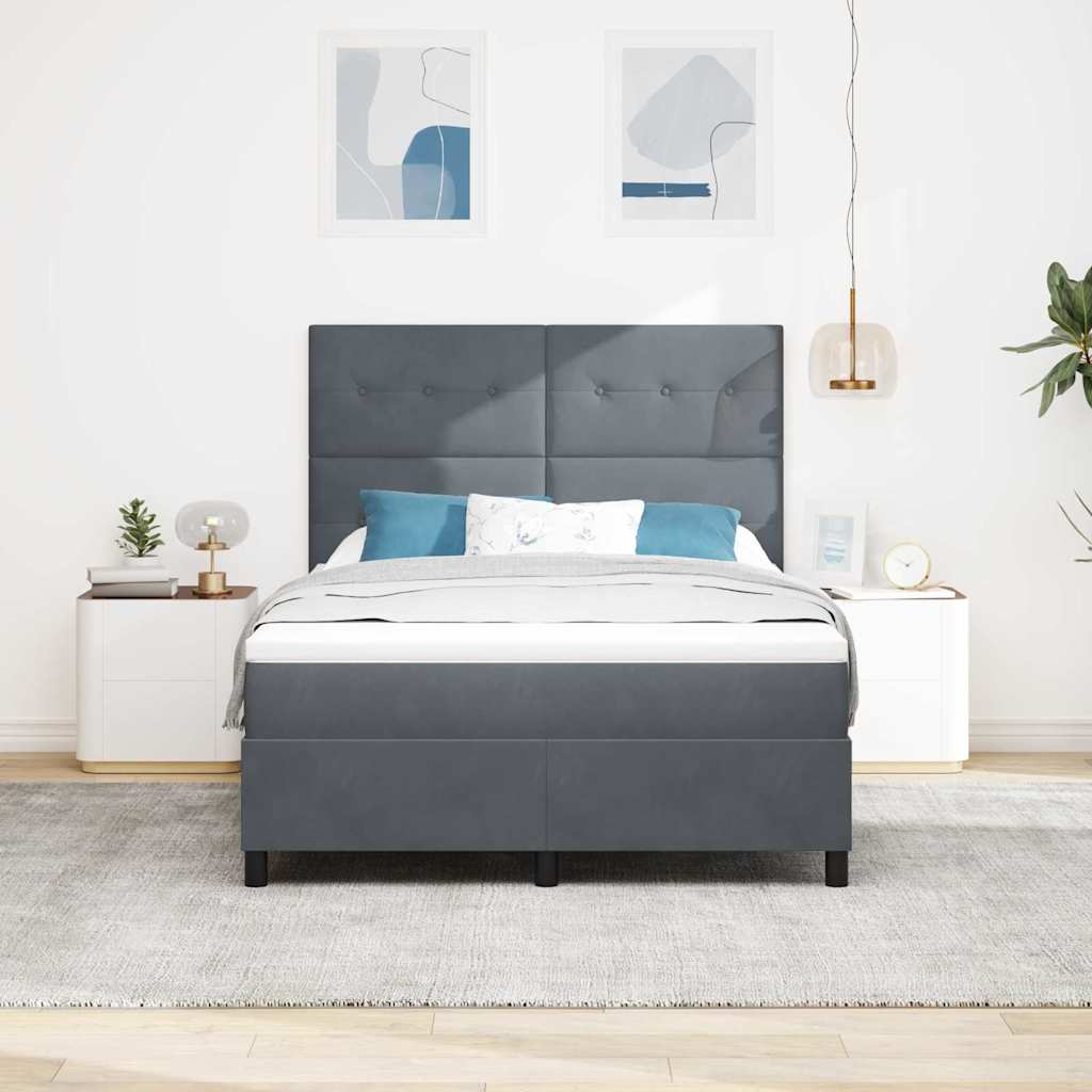 vidaXL LED Κρεβάτι με βάθρο Σκούρο Γκρι 140 x 200 cm Βελούδο