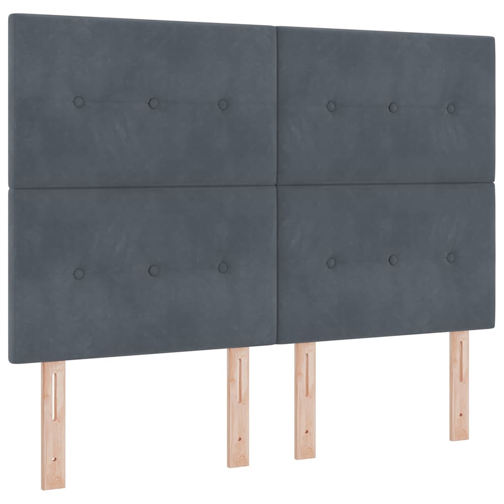 vidaXL LED Κρεβάτι με βάθρο Σκούρο Γκρι 140 x 200 cm Βελούδο