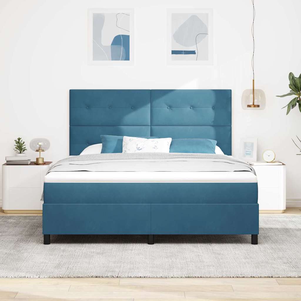vidaXL LED Κρεβάτι με βάθρο Σκούρο Μπλε 180 x 200 cm Βελούδο