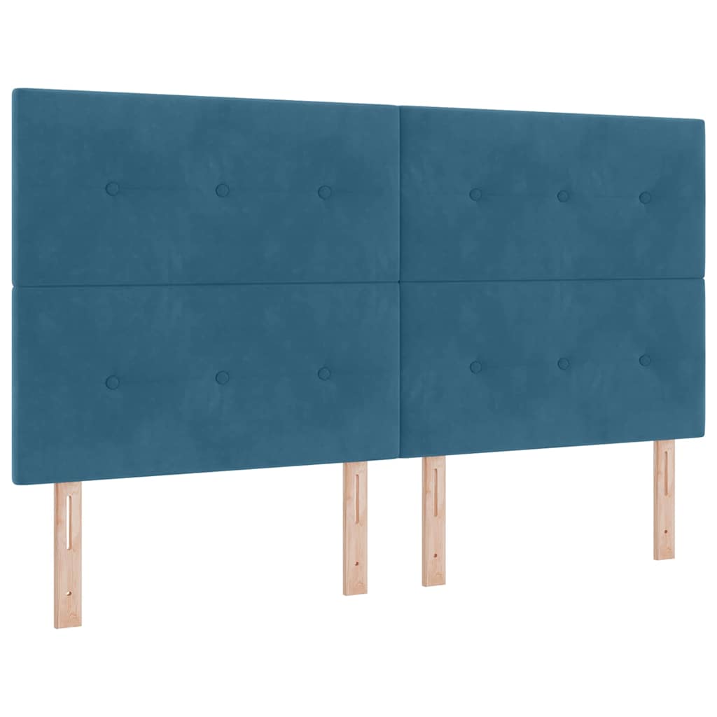 vidaXL LED Κρεβάτι με βάθρο Σκούρο Μπλε 180 x 200 cm Βελούδο