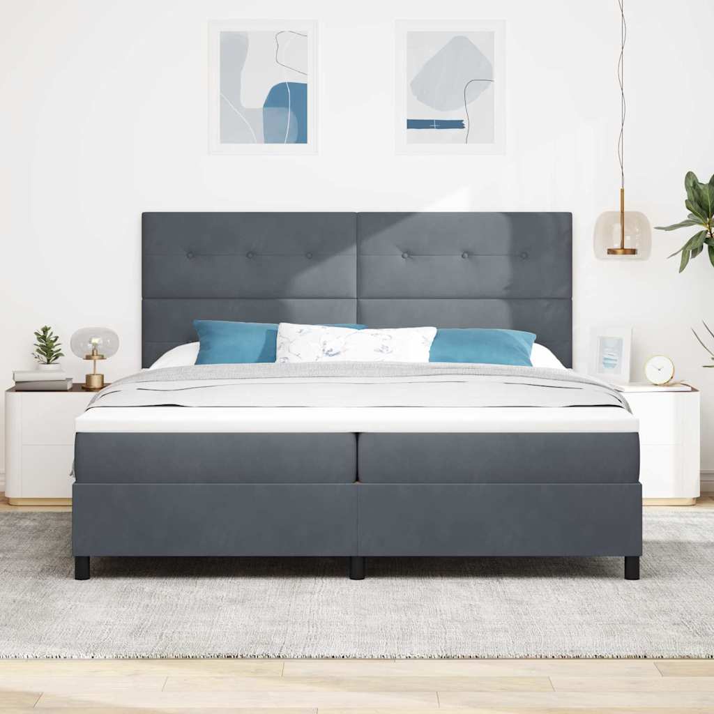 vidaXL LED Κρεβάτι με βάθρο Σκούρο Γκρι 200 x 200 cm Βελούδο
