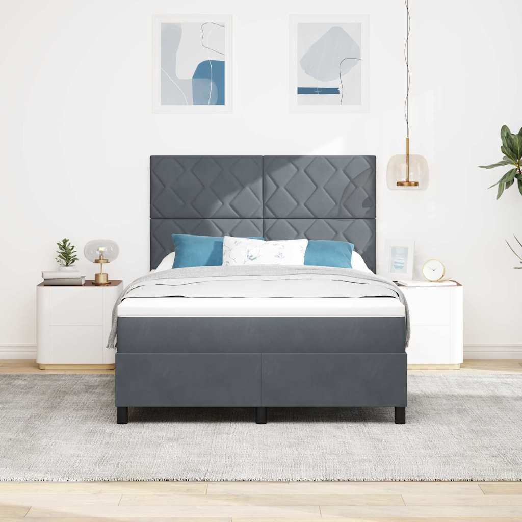 vidaXL LED Κρεβάτι με βάθρο Σκούρο Γκρι 140 x 200 cm Βελούδο