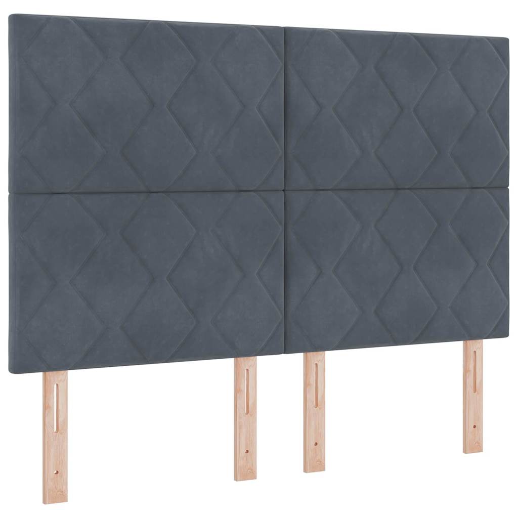 vidaXL LED Κρεβάτι με βάθρο Σκούρο Γκρι 140 x 200 cm Βελούδο