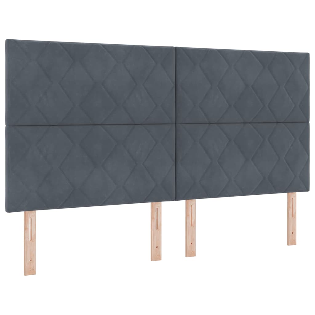 vidaXL LED Κρεβάτι με βάθρο Σκούρο Γκρι 180 x 200 cm Βελούδο
