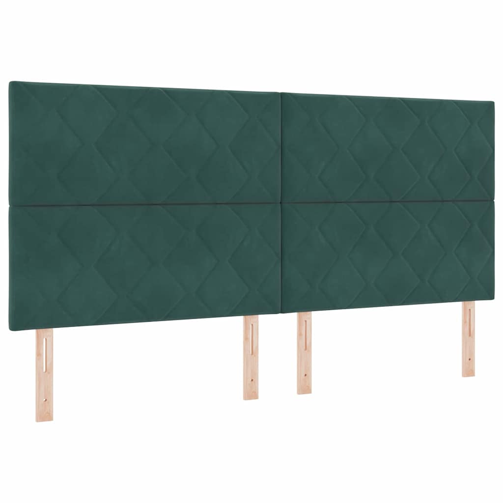 vidaXL LED Κρεβάτι με βάθρο Σκούρο Πράσινο 200 x 200 cm Βελούδο