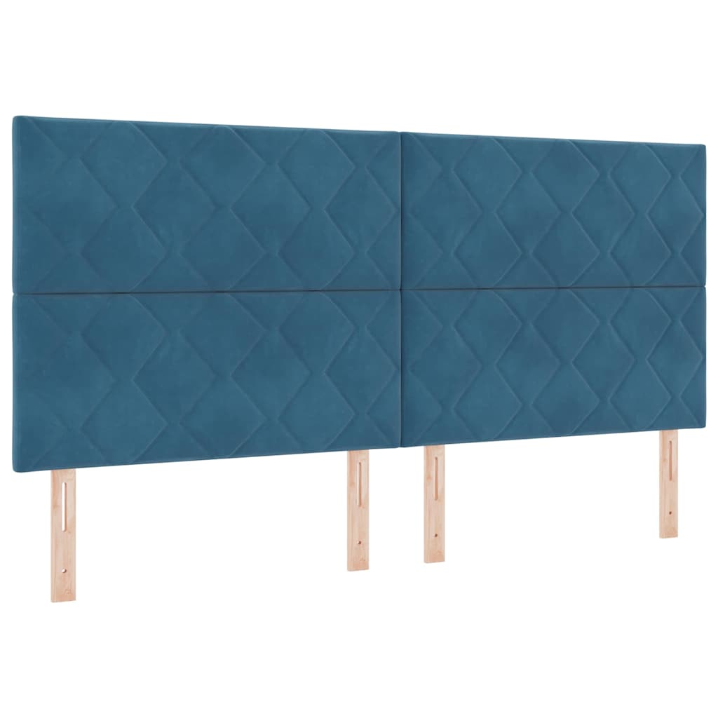 vidaXL LED Κρεβάτι με βάθρο Σκούρο Μπλε 200 x 200 cm Βελούδο