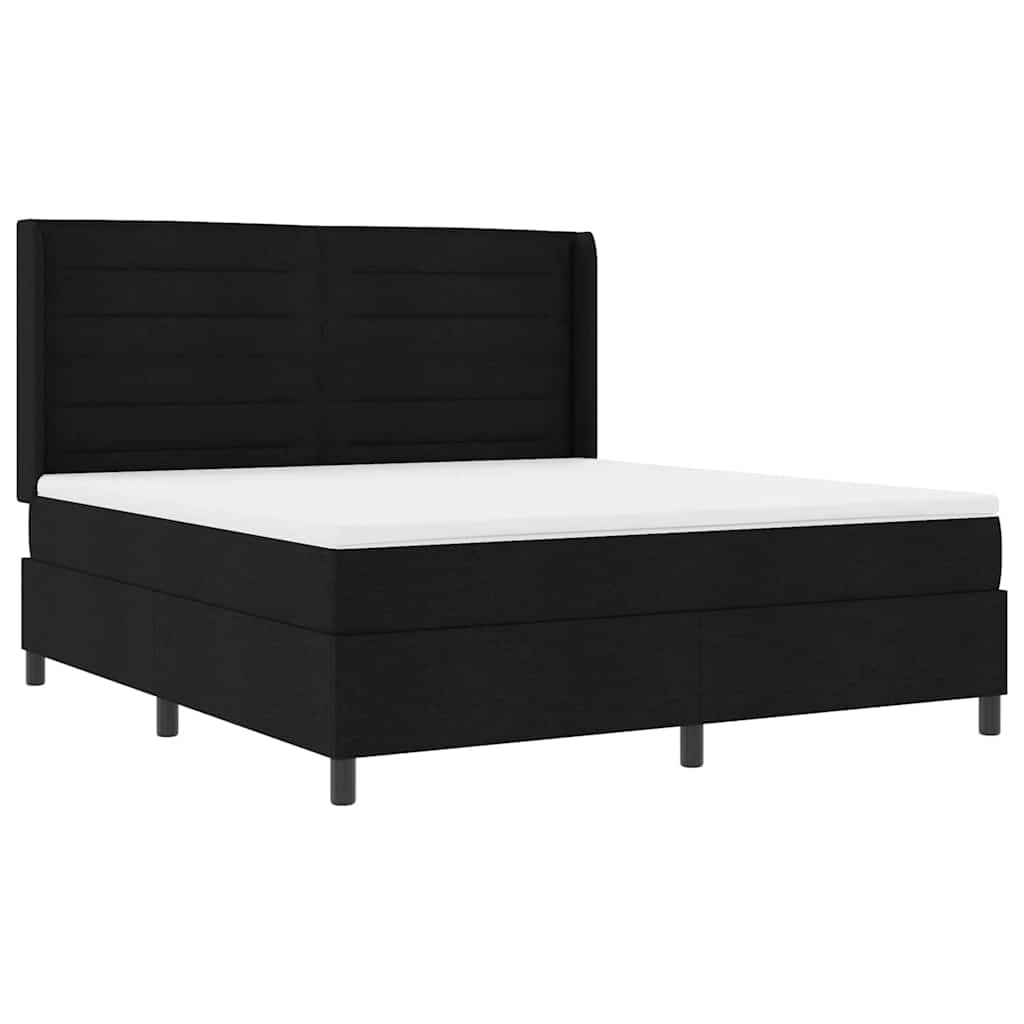 vidaXL LED Κρεβάτι με βάθρο με στρώμα Μαύρο 180 x 200 cm ύφασμα