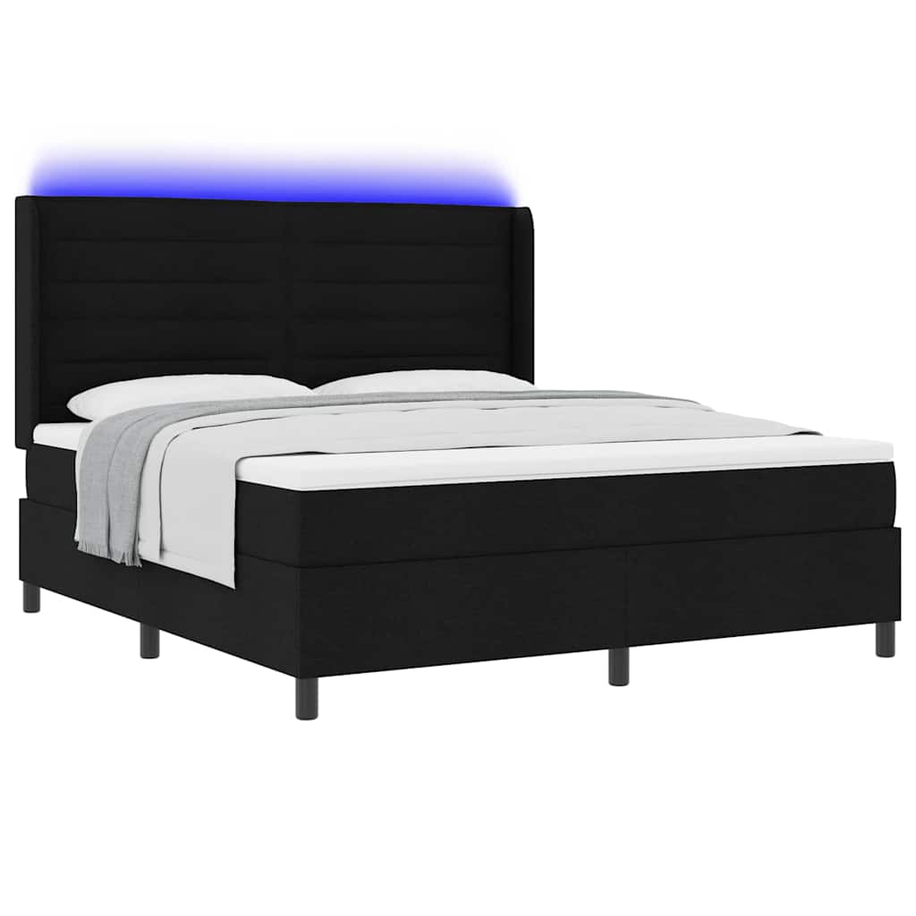 vidaXL LED Κρεβάτι με βάθρο με στρώμα Μαύρο 180 x 200 cm ύφασμα