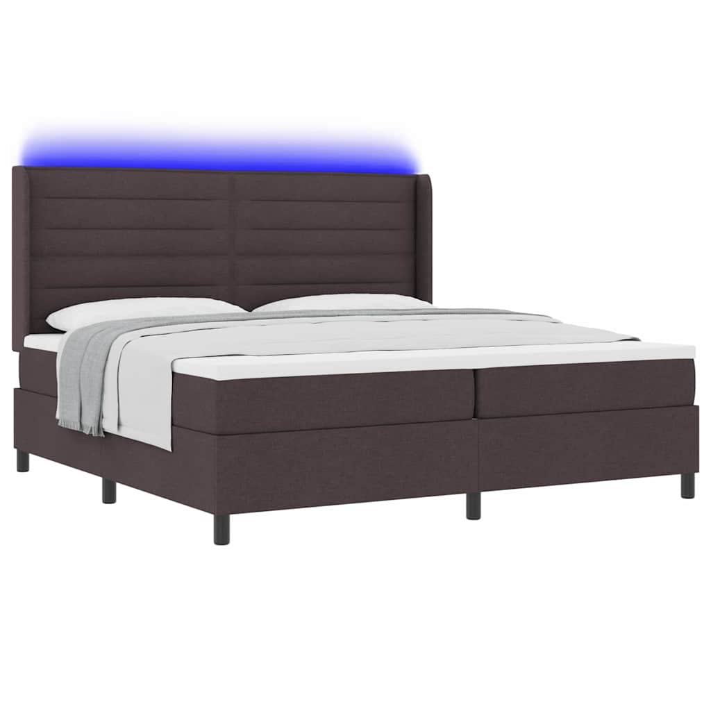 vidaXL LED Κρεβάτι με βάθρο με στρώμα Σκούρο Καφέ 200 x 200 cm ύφασμα