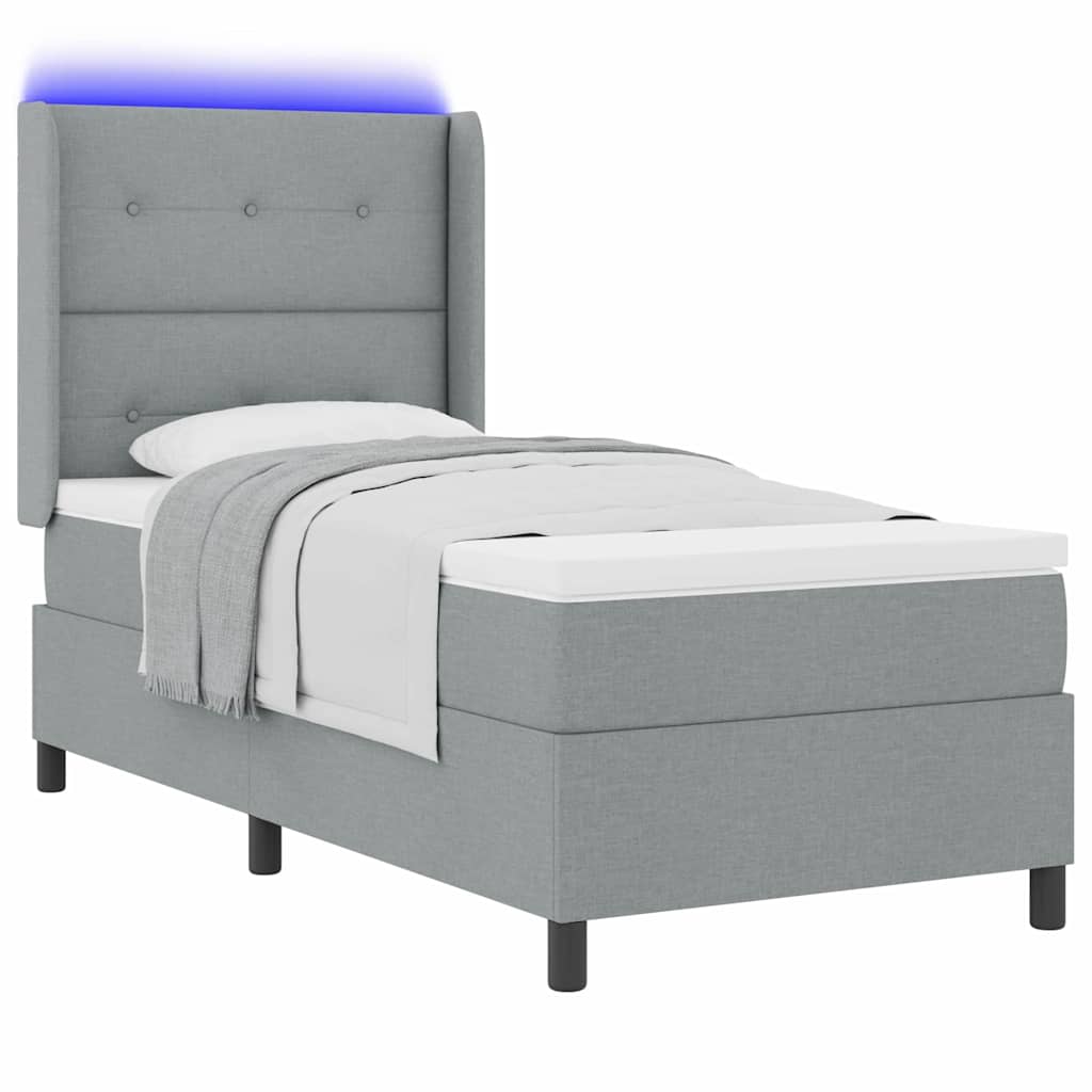vidaXL LED Κρεβάτι με βάθρο Ανοιχτό γκρι 100 x 200 cm ύφασμα