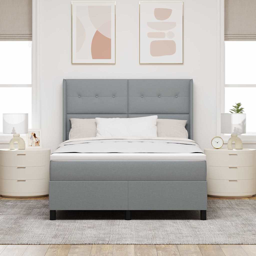 vidaXL LED Κρεβάτι με βάθρο Ανοιχτό γκρι 140 x 200 cm ύφασμα