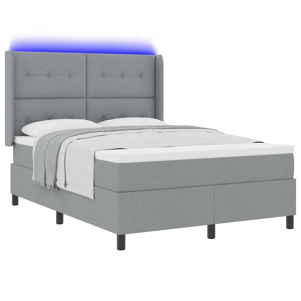 vidaXL LED Κρεβάτι με βάθρο Ανοιχτό γκρι 140 x 200 cm ύφασμα
