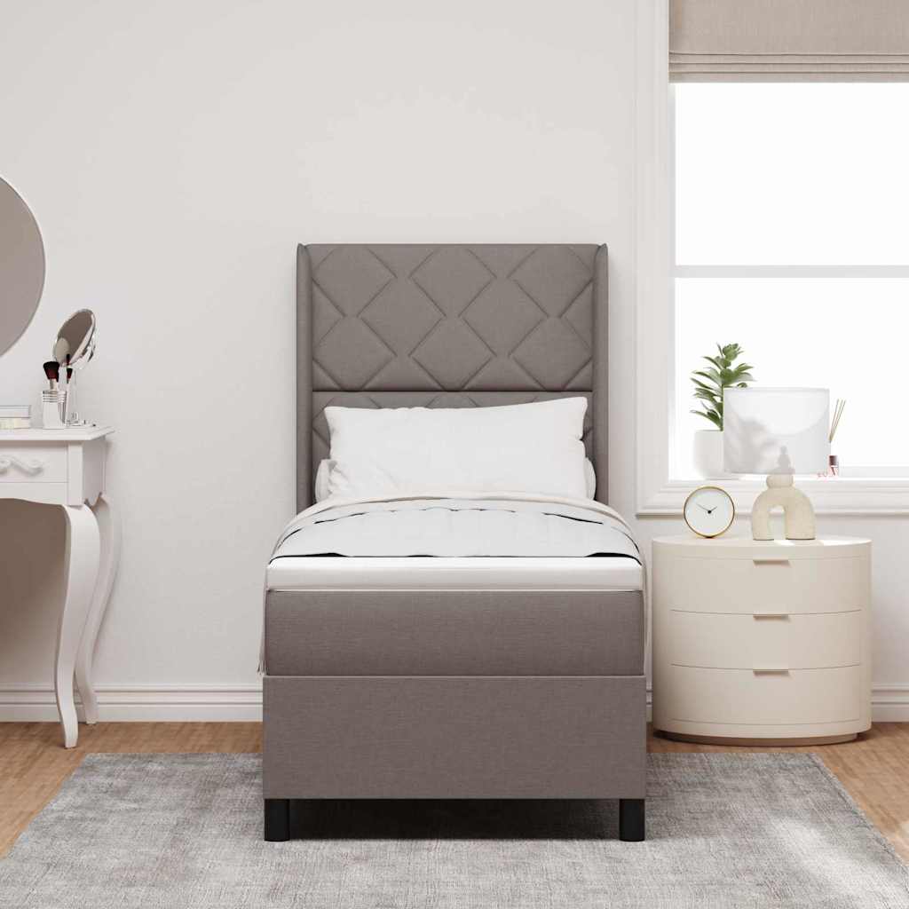 vidaXL LED Κρεβάτι με βάθρο με κεφαλάρι Taupe 90 x 190 cm ύφασμα