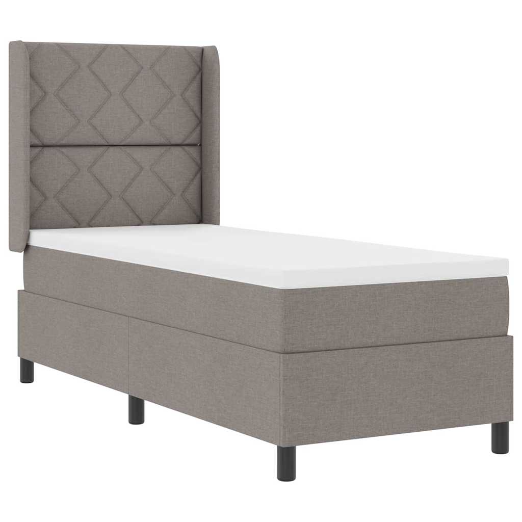 vidaXL LED Κρεβάτι με βάθρο με κεφαλάρι Taupe 90 x 190 cm ύφασμα