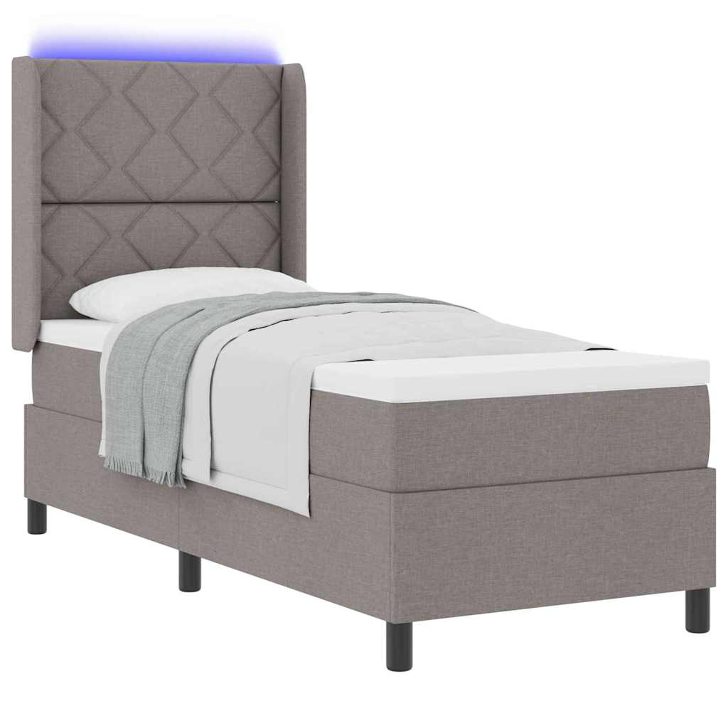 vidaXL LED Κρεβάτι με βάθρο με κεφαλάρι Taupe 90 x 190 cm ύφασμα
