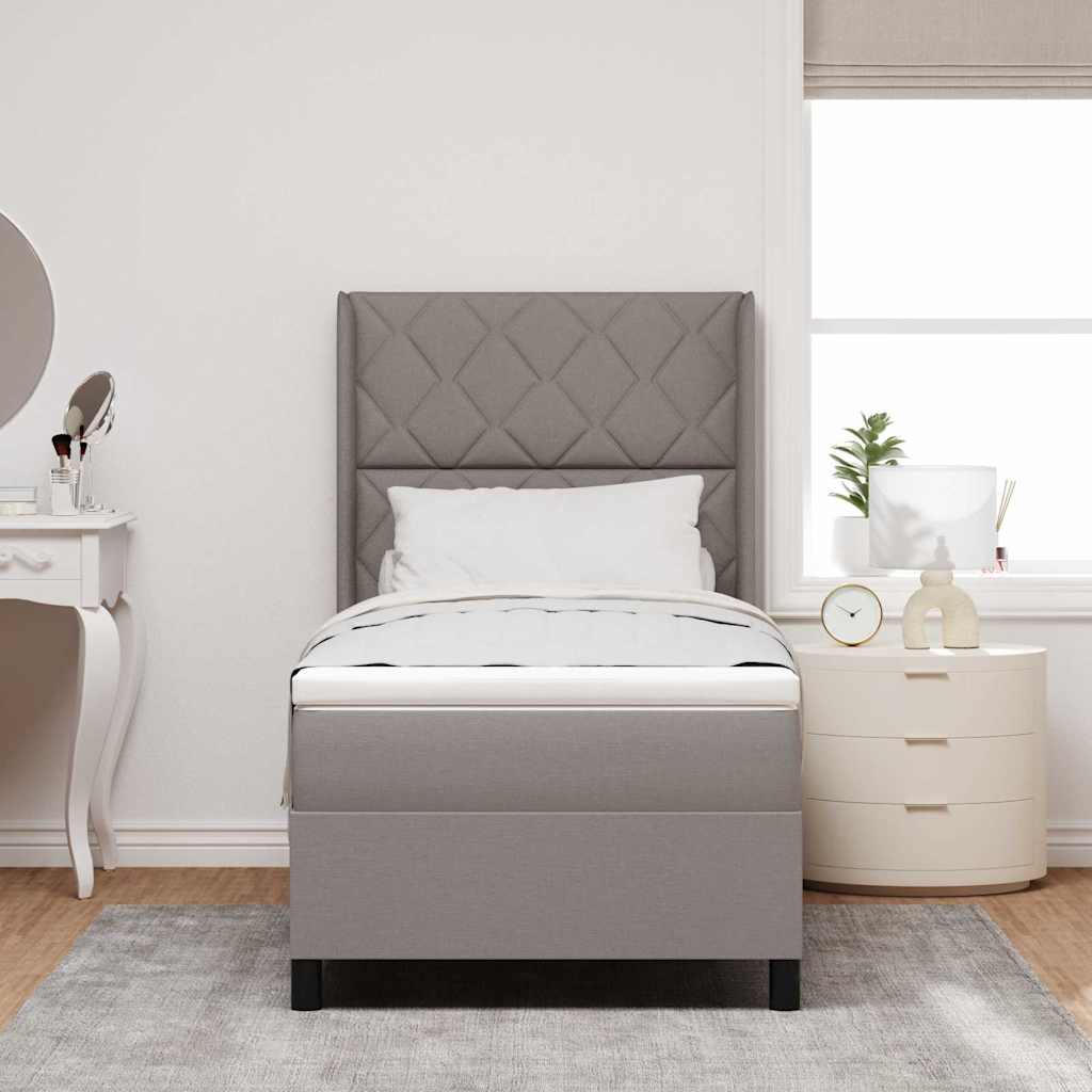 vidaXL LED Κρεβάτι με βάθρο με κεφαλάρι Taupe 100 x 200 cm ύφασμα