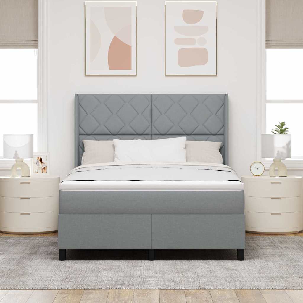 vidaXL LED Κρεβάτι με βάθρο Ανοιχτό γκρι 160 x 200 cm ύφασμα