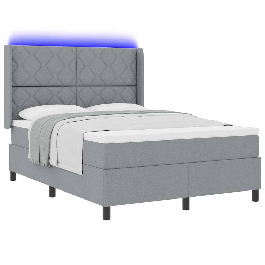 vidaXL LED Κρεβάτι με βάθρο Ανοιχτό γκρι 160 x 200 cm ύφασμα