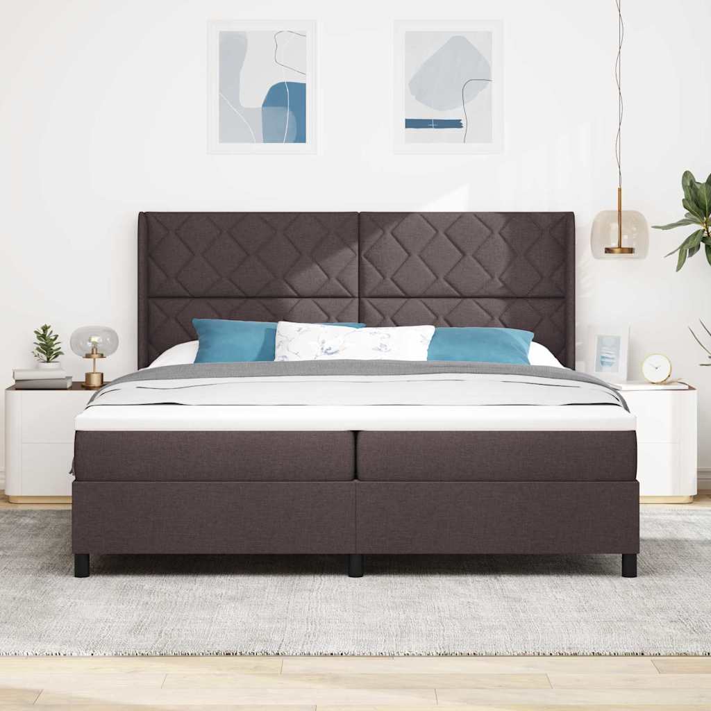 vidaXL LED Κρεβάτι με βάθρο Σκούρο Καφέ 200 x 200 cm ύφασμα