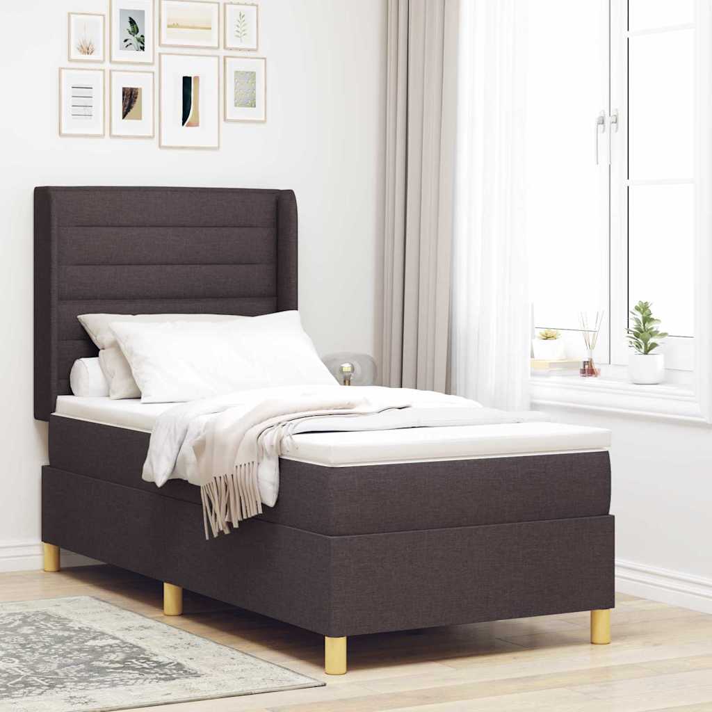 vidaXL Κρεβάτι με ελατήρια με κεφαλάρι Καφέ 90 x 190 cm ύφασμα