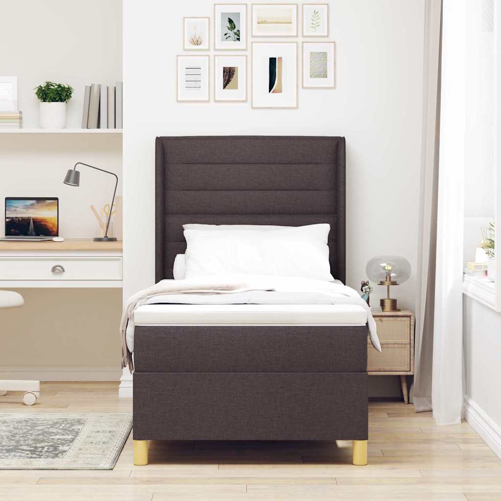 vidaXL Κρεβάτι με ελατήρια με κεφαλάρι Καφέ 90 x 190 cm ύφασμα