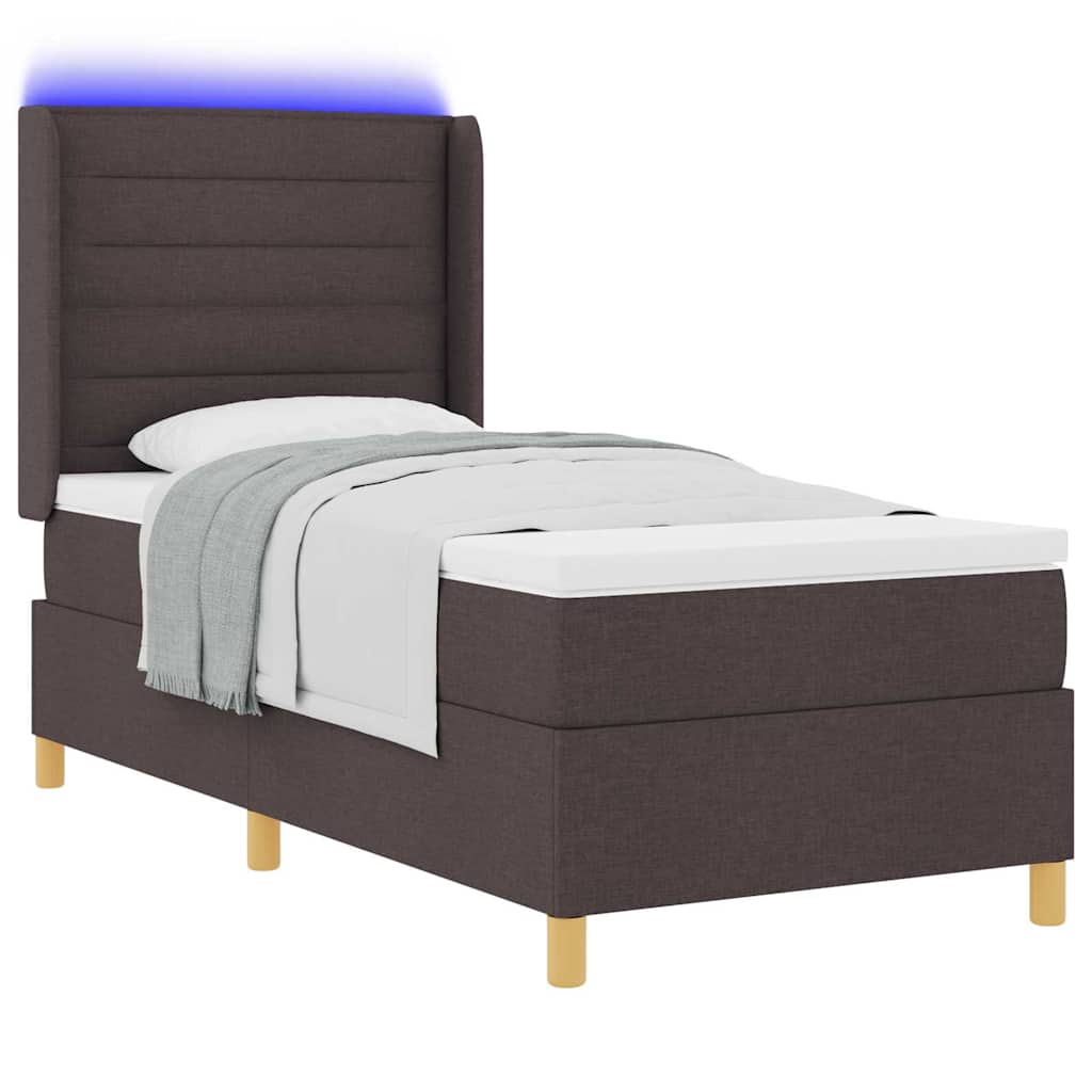 vidaXL Κρεβάτι με ελατήρια με κεφαλάρι Καφέ 90 x 190 cm ύφασμα
