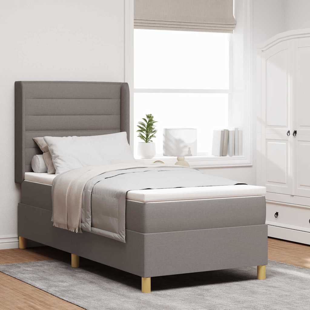 vidaXL Κρεβάτι με ελατήρια με κεφαλάρι Taupe 90 x 190 cm ύφασμα