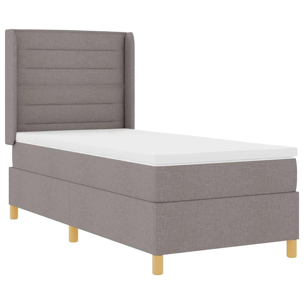 vidaXL Κρεβάτι με ελατήρια με κεφαλάρι Taupe 90 x 190 cm ύφασμα