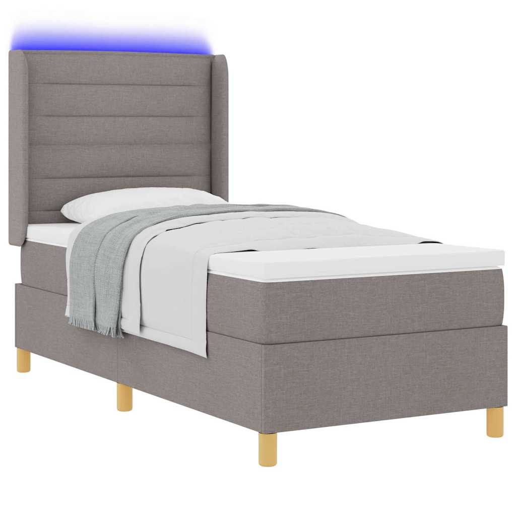 vidaXL Κρεβάτι με ελατήρια με κεφαλάρι Taupe 90 x 190 cm ύφασμα