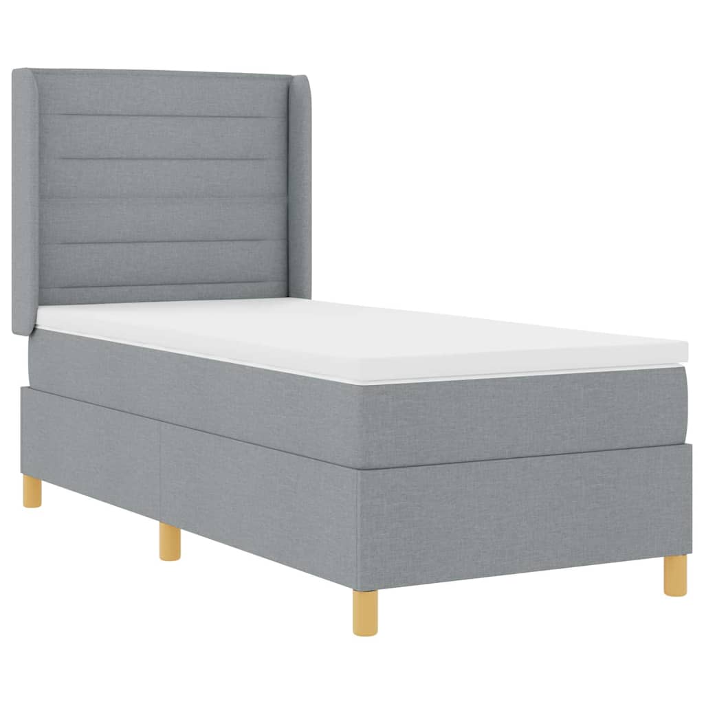 vidaXL Κρεβάτι με ελατήρια Ανοιχτό γκρι 100 x 200 cm ύφασμα