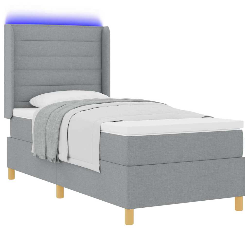 vidaXL Κρεβάτι με ελατήρια Ανοιχτό γκρι 100 x 200 cm ύφασμα