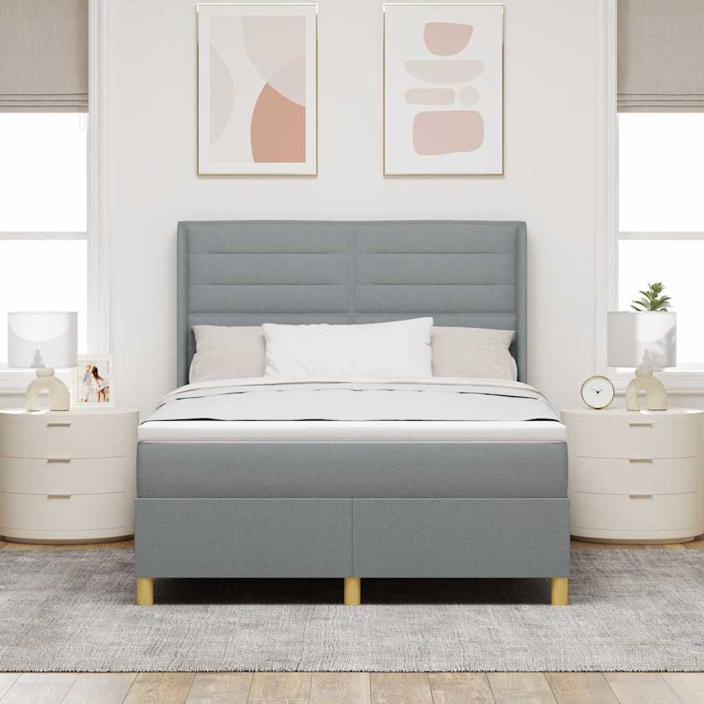 vidaXL Κρεβάτι με ελατήρια Ανοιχτό γκρι 140 x 190 cm ύφασμα