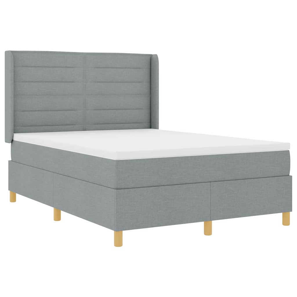 vidaXL Κρεβάτι με ελατήρια Ανοιχτό γκρι 140 x 190 cm ύφασμα