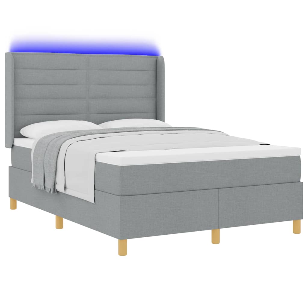 vidaXL Κρεβάτι με ελατήρια Ανοιχτό γκρι 140 x 190 cm ύφασμα