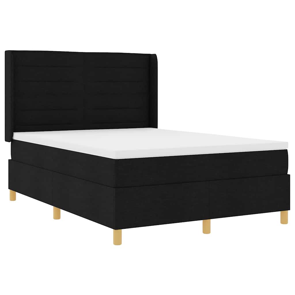 vidaXL Κρεβάτι με ελατήρια με κεφαλάρι Μαύρο 140 x 190 cm ύφασμα