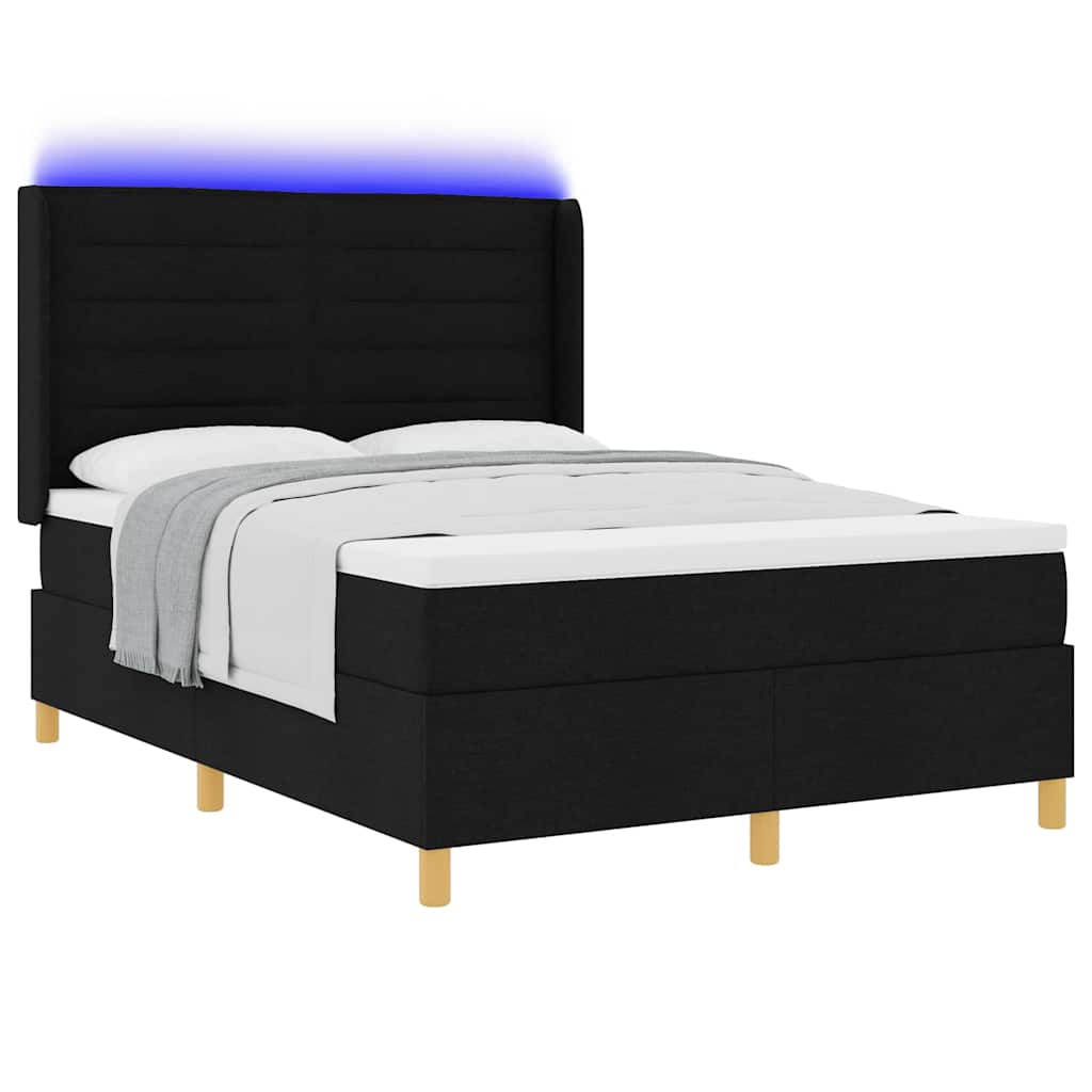 vidaXL Κρεβάτι με ελατήρια με κεφαλάρι Μαύρο 140 x 190 cm ύφασμα