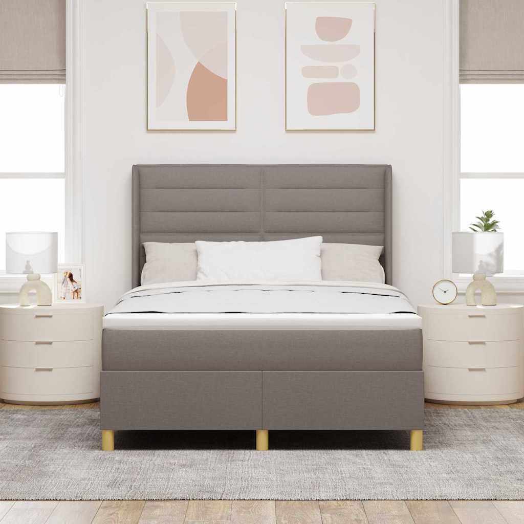 vidaXL Κρεβάτι με ελατήρια με κεφαλάρι Taupe 140 x 200 cm ύφασμα
