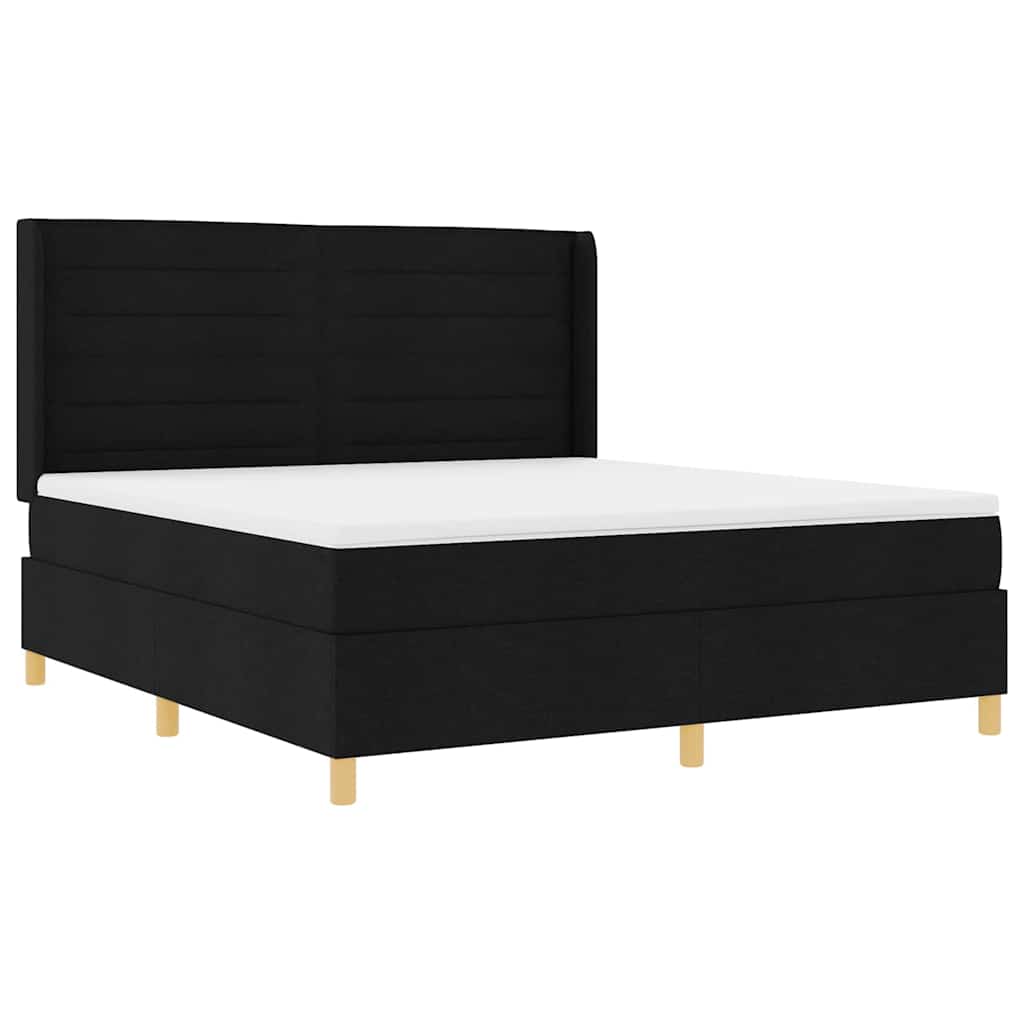 vidaXL Κρεβάτι με ελατήρια με κεφαλάρι Μαύρο 180 x 200 cm ύφασμα