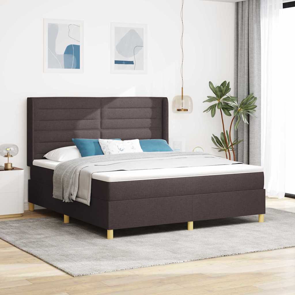 vidaXL Κρεβάτι με ελατήρια με κεφαλάρι Καφέ 180 x 200 cm ύφασμα