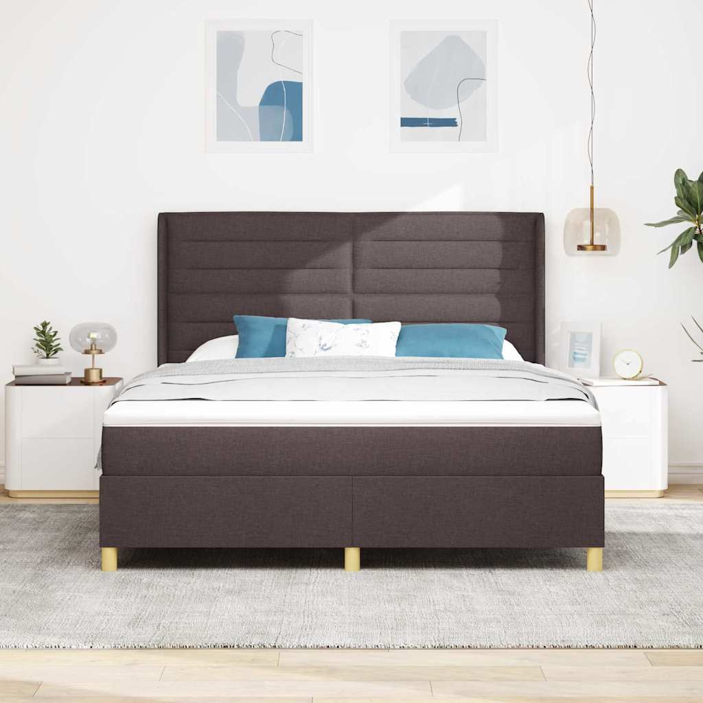 vidaXL Κρεβάτι με ελατήρια με κεφαλάρι Καφέ 180 x 200 cm ύφασμα