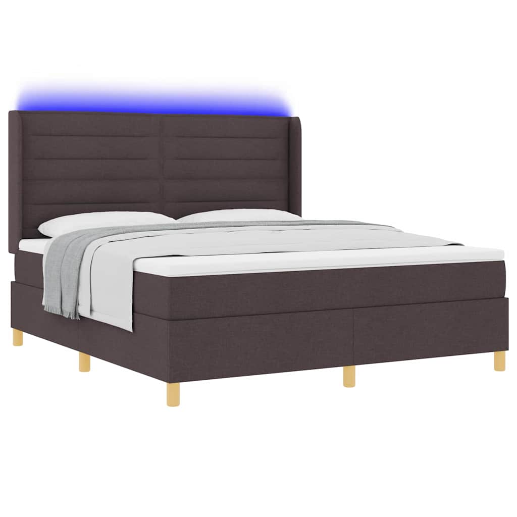 vidaXL Κρεβάτι με ελατήρια με κεφαλάρι Καφέ 180 x 200 cm ύφασμα